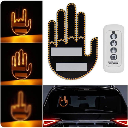 Fun Car Finger Light with Remote, Led Gesture Hand Light, Warning Reminder Lights Gifted Car Accessories, Fun Truck Accessories