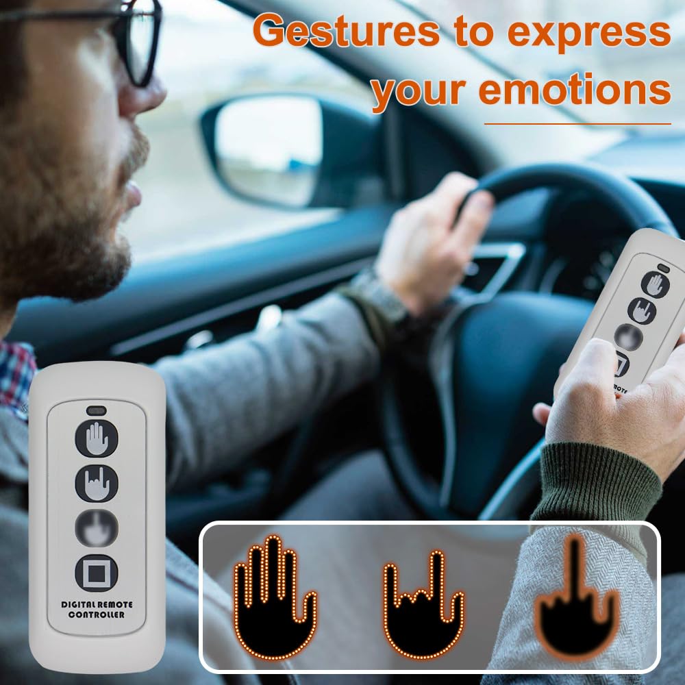 Fun Car Finger Light with Remote, Led Gesture Hand Light, Warning Reminder Lights Gifted Car Accessories, Fun Truck Accessories