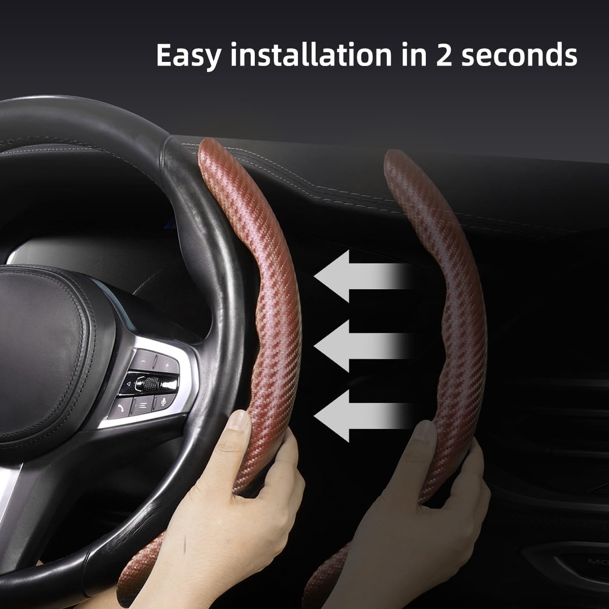 Carbon Fiber ABS Steering Wheel Cover, Car Steering Wheel Cover, Anti-Slip, Comfortable Grip, Durable, Universal for Car (Carbon Brown)