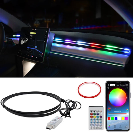 43 inch Multicolor Music Controlled Sound Activated Car Interior Decoration Dashboard Ambient Lighting USB K4 with Remote & Mobile Application Control