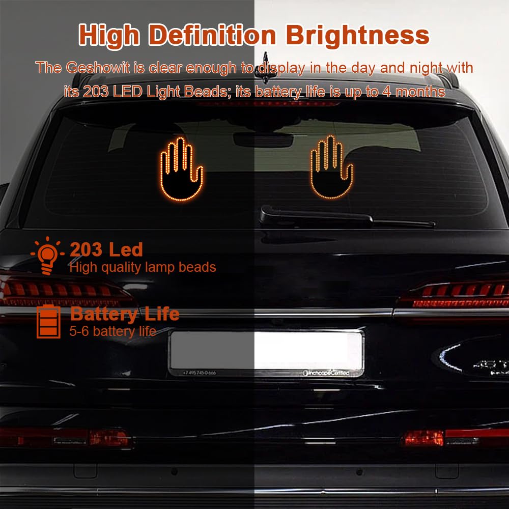 Fun Car Finger Light with Remote, Led Gesture Hand Light, Warning Reminder Lights Gifted Car Accessories, Fun Truck Accessories