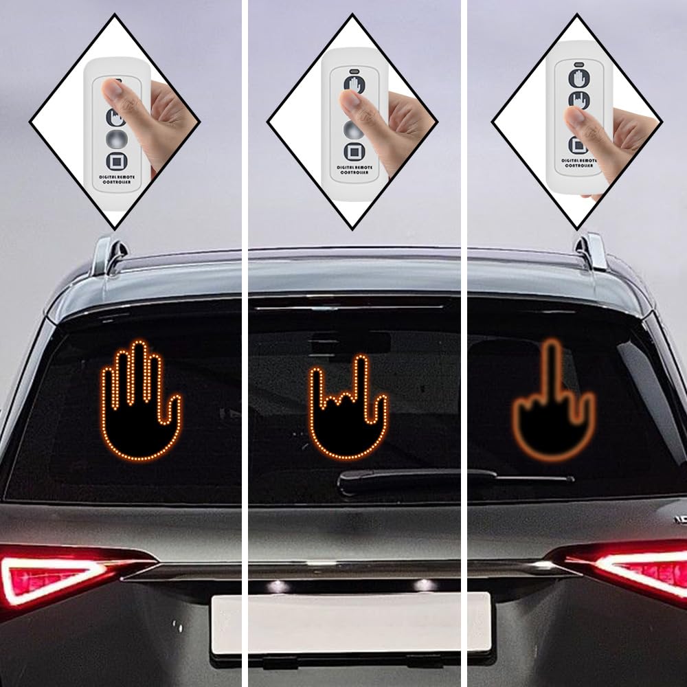 Fun Car Finger Light with Remote, Led Gesture Hand Light, Warning Reminder Lights Gifted Car Accessories, Fun Truck Accessories