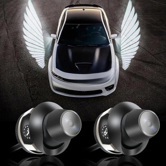 Car Angle wings light angel wings warning front welcome lights car laser wing projector/shadow light LED universal for all cars (White)