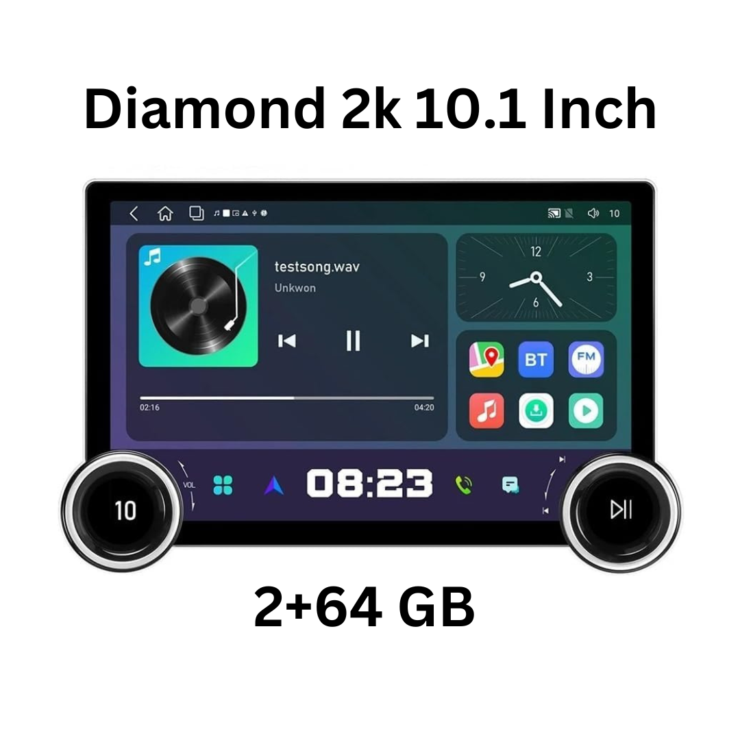 Diamond 2k 10.1 Inch FHD Diamond Series 2K Car Android Stereo Touch Screen 2+64 4G WiFi Wireless Carplay Android Auto GPS Navigation Bluetooth 36 DSP Band with Universal Frame